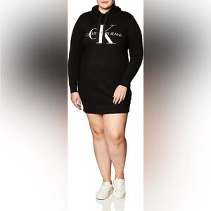Calvin Klein Black Logo Hoodie Dress